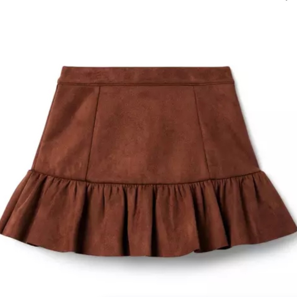 Toddler Girl’s Janie and Jack Sueded Ruffle Skirt in Brown size 3